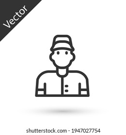 Grey line Baseball player icon isolated on white background. Vector