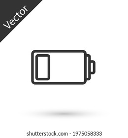 Grey line Battery charge level indicator icon isolated on white background.  Vector