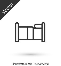 Icono de la cama de línea gris aislado en fondo blanco.  Vector