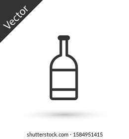 Grey line Beer bottle icon isolated on white background.  Vector Illustration