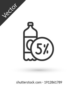 Grey line Beer bottle icon isolated on white background. Vector.