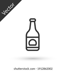 Grey line Beer bottle icon isolated on white background. Vector.