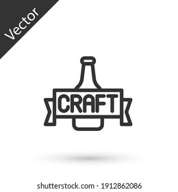 Grey line Beer bottle icon isolated on white background. Vector.