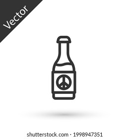 Graue Linie Bierflasche Symbol einzeln auf weißem Hintergrund.  Vektorgrafik