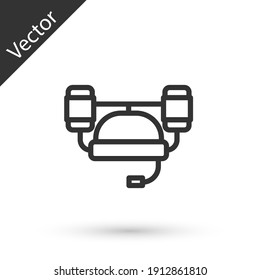 Grey line Beer helmet or hand free for drink icon isolated on white background. Vector.