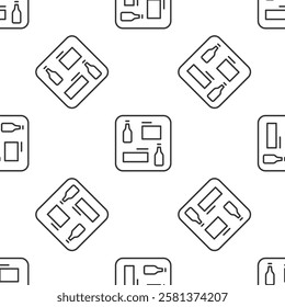 Grey line Beer menu icon isolated seamless pattern on white background. Beer restaurant brochure.  Vector