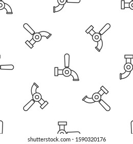 Grey line Beer tap icon isolated seamless pattern on white background.  Vector Illustration