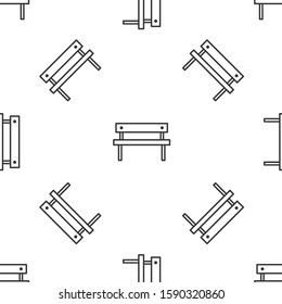 Grey line Bench icon isolated seamless pattern on white background.  Vector Illustration