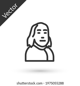 Grey line Benjamin Franklin icon isolated on white background. Vector