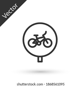 Grey line Bicycle icon isolated on white background. Bike race. Extreme sport. Sport equipment. Vector.