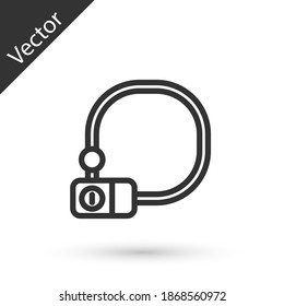 Grey line Bicycle lock U shaped industrial icon isolated on white background. Vector.