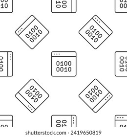 Grey line Binary code icon isolated seamless pattern on white background.  Vector
