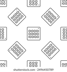 Grey line Binary code icon isolated seamless pattern on white background.  Vector