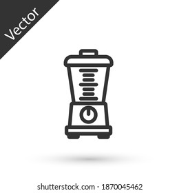 Grey line Blender icon isolated on white background. Kitchen electric stationary blender with bowl. Cooking smoothies, cocktail or juice. Vector.