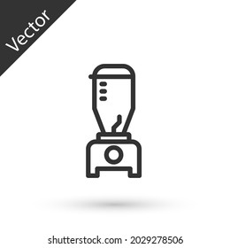 Grey line Blender icon isolated on white background. Kitchen electric stationary blender with bowl. Cooking smoothies, cocktail or juice.  Vector