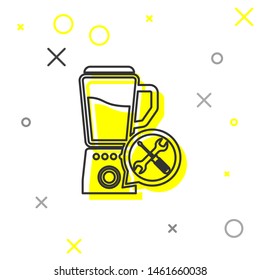 Grey line Blender with screwdriver and wrench icon isolated on white background. Adjusting, service, setting, maintenance, repair, fixing.  Vector Illustration