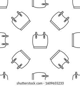 Grey line Body armor icon isolated seamless pattern on white background.  Vector Illustration