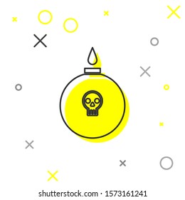 Grey line Bomb ready to explode icon isolated on white background.  Vector Illustration