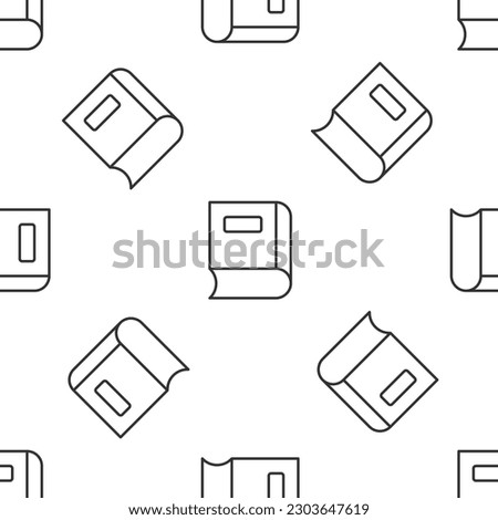 Grey line Book icon isolated seamless pattern on white background.  Vector