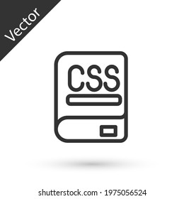 Grey line Books about programming icon isolated on white background. Programming language concept. PHP, CSS, XML, HTML, Javascript learning. Vector