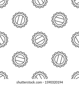 Grey line Bottle cap icon isolated seamless pattern on white background.  Vector Illustration
