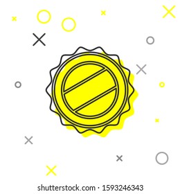 Grey line Bottle cap icon isolated on white background.  Vector Illustration