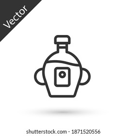 Graue Linie Flasche Ahornsirup Symbol einzeln auf weißem Hintergrund. Vektorgrafik.