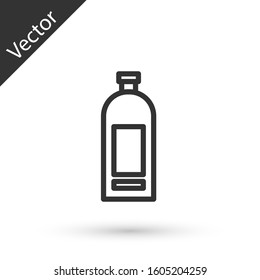 Grey line Bottle of shampoo icon isolated on white background.  Vector Illustration