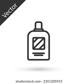 Grey line Bottle of shampoo icon isolated on white background.  Vector Illustration