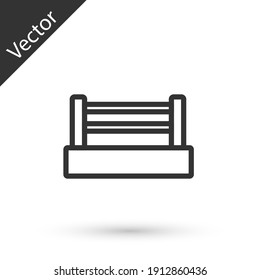 Grey line Boxing ring icon isolated on white background. Vector.