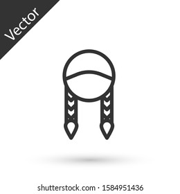 Grey line Braid icon isolated on white background.  Vector Illustration