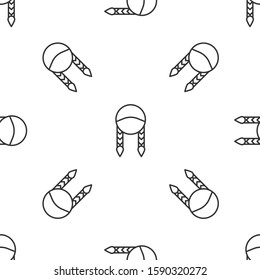 Grey line Braid icon isolated seamless pattern on white background.  Vector Illustration