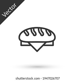 Grey line Bread loaf icon isolated on white background. Vector