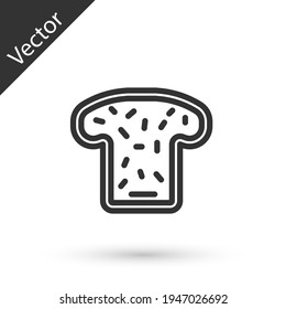 Grey line Bread toast for sandwich piece of roasted crouton icon isolated on white background. Lunch, dinner, breakfast snack. Vector