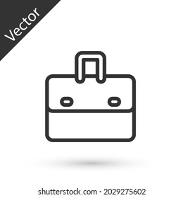 Icono de maletín de línea gris aislado en fondo blanco. Signo de caso comercial. Cartera de negocios.  Vector