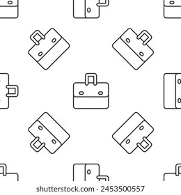 Icono de maletín de línea gris aislado patrón sin fisuras sobre fondo blanco. Signo de caso de negocio. Cartera empresarial.  Vector