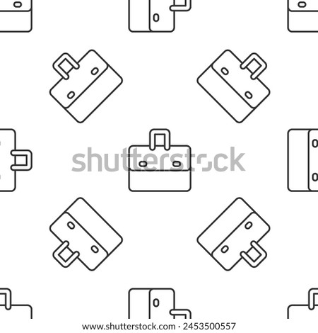 Grey line Briefcase icon isolated seamless pattern on white background. Business case sign. Business portfolio.  Vector