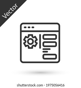 Grey line Browser setting icon isolated on white background. Adjusting, service, maintenance, repair, fixing. Vector