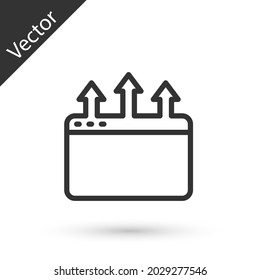 Grey line Browser window icon isolated on white background.  Vector