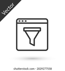 Grey line Browser window icon isolated on white background.  Vector