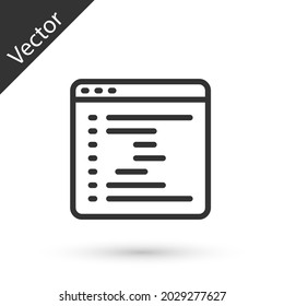 Grey line Browser window icon isolated on white background.  Vector