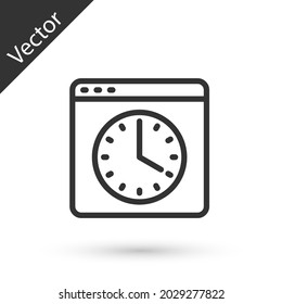 Grey line Browser window icon isolated on white background.  Vector