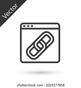 Grey line Browser window icon isolated on white background.  Vector