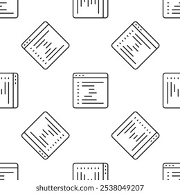 Graue Linie Browserfenstersymbol, isoliertes nahtloses Muster auf weißem Hintergrund.  Vektorgrafik