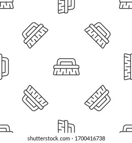 Grey line Brush for cleaning icon isolated seamless pattern on white background. Cleaning service concept. Vector Illustration