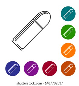 Grey line Bullet icon isolated on white background. Set icons in color circle buttons. Vector Illustration