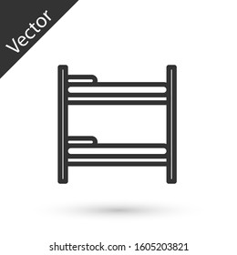 Grey line Bunk bed icon isolated on white background.  Vector Illustration