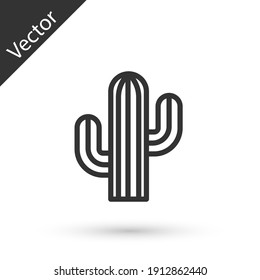 Grey line Cactus icon isolated on white background. Vector.