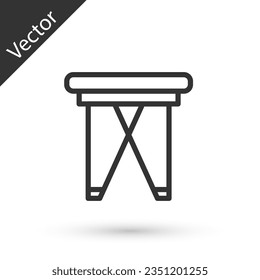 Icono de silla plegable portátil de acampar en línea gris aislado en fondo blanco. Descanse y relájese. Asiento de pesca.  Vector