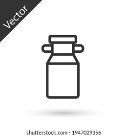 Grey line Can container for milk icon isolated on white background. Vector